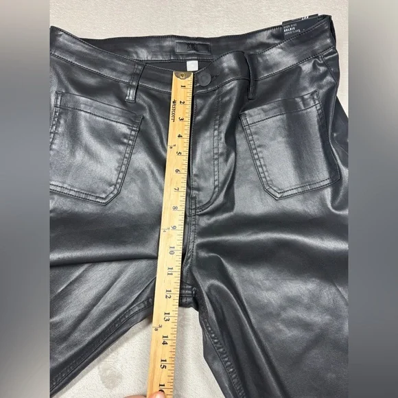 NWT Kut From The Kloth High Rise Goldie Super Flare Faux Leather Black Pants 14